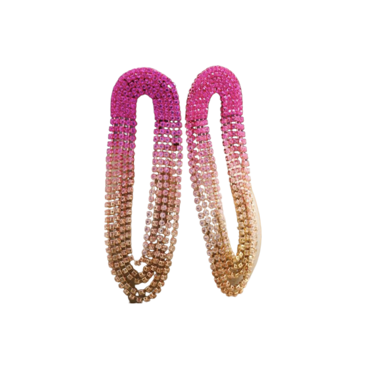 Statement Pink and Gold Rhinestone Earrings