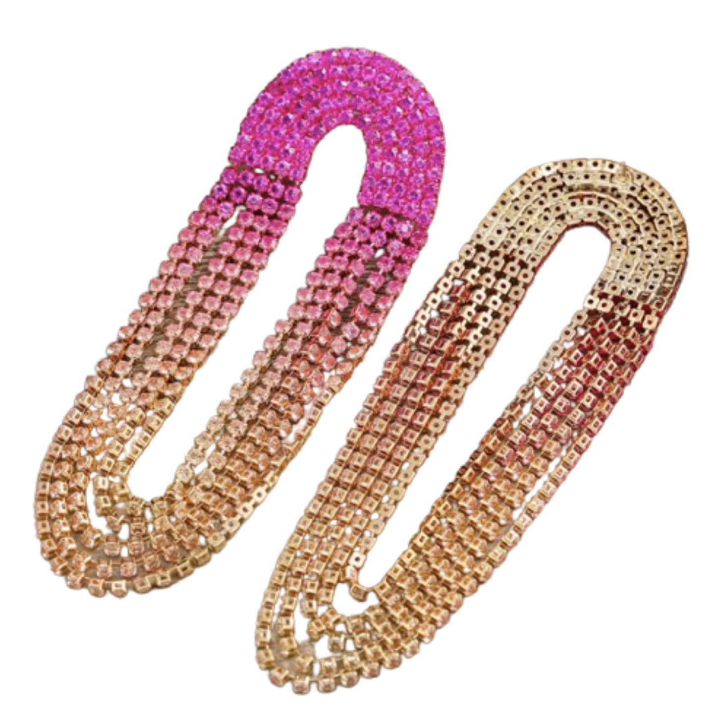 Statement Pink and Gold Rhinestone Earrings