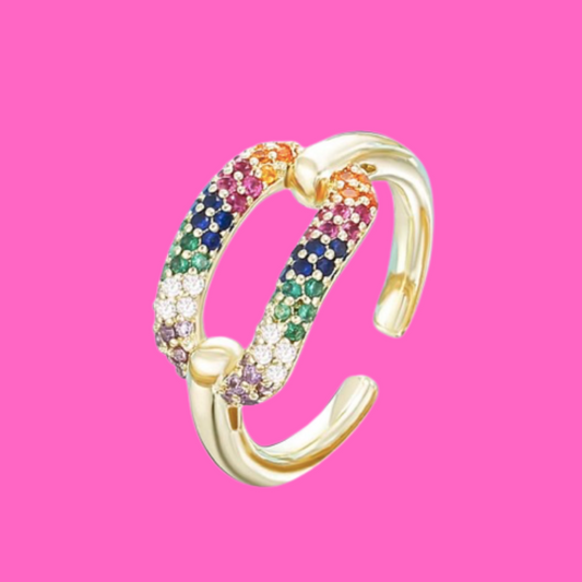 Colourful Rainbow Rhinestone Ring