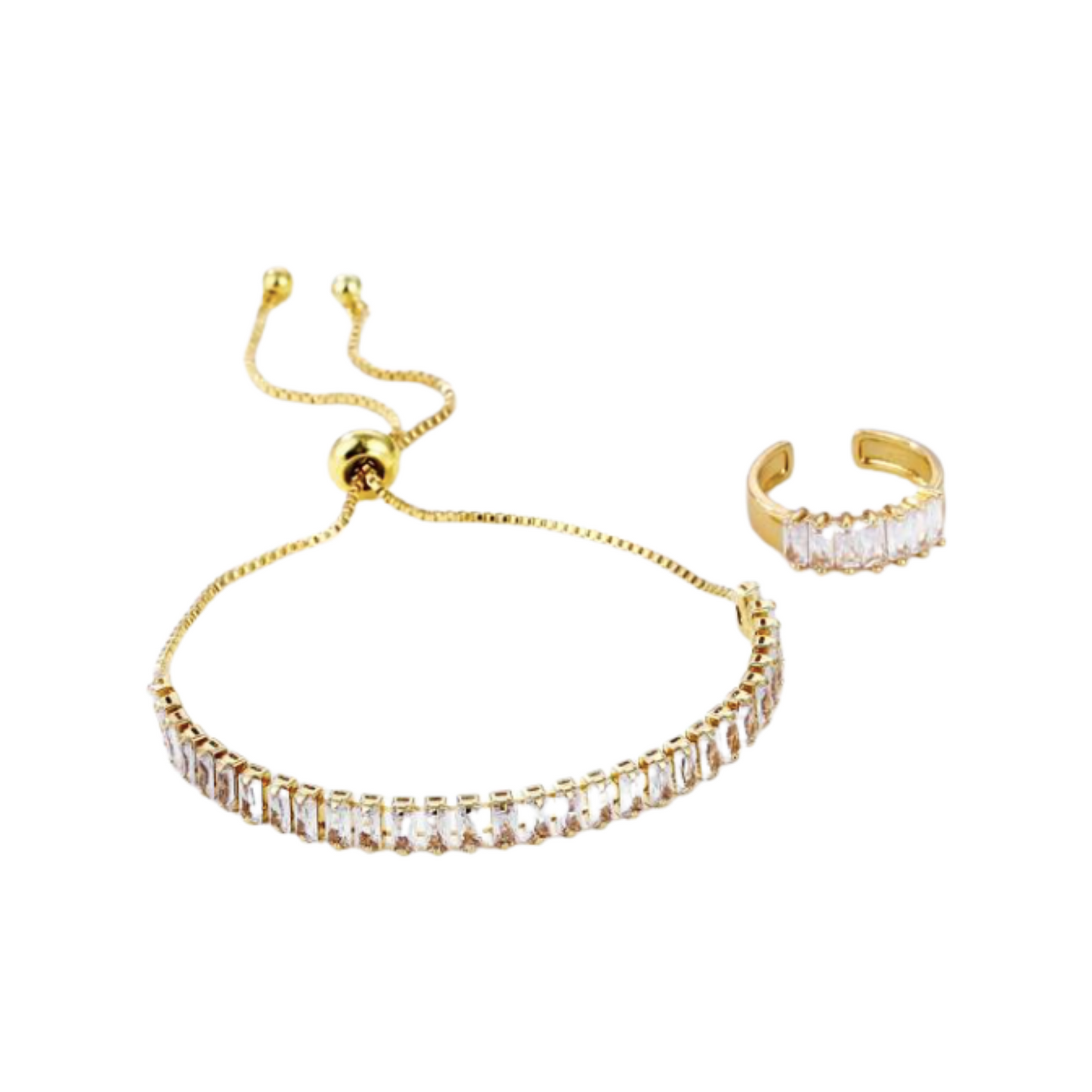 Rhinestone Bracelet and Ring Set ZIRCON