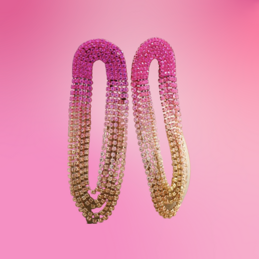 Statement Pink and Gold Rhinestone Earrings